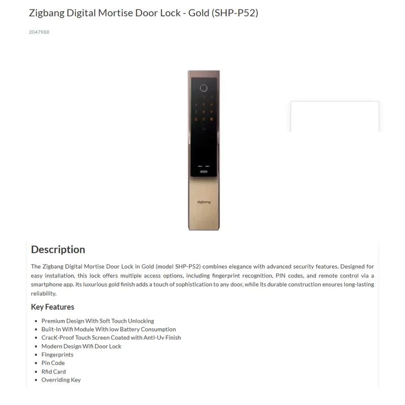Zigbang SHP-P52 Built-in WiFi Door Lock