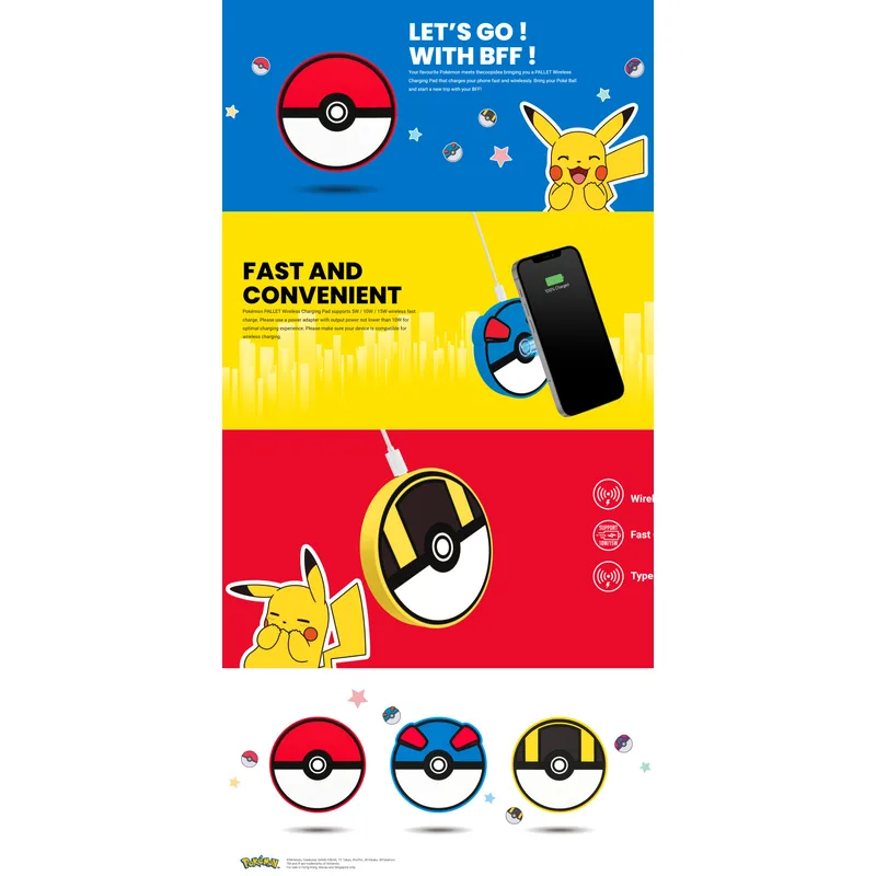 Thecoopidea POKEMON Wireless Charging Pad