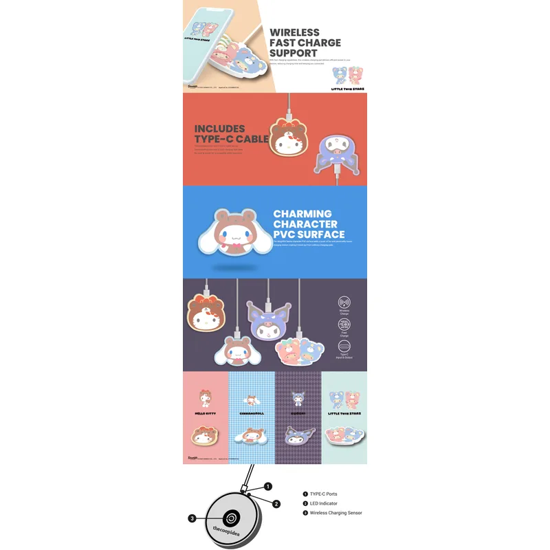 Thecoopidea SANRIO PALLET Wireless Charging Pad