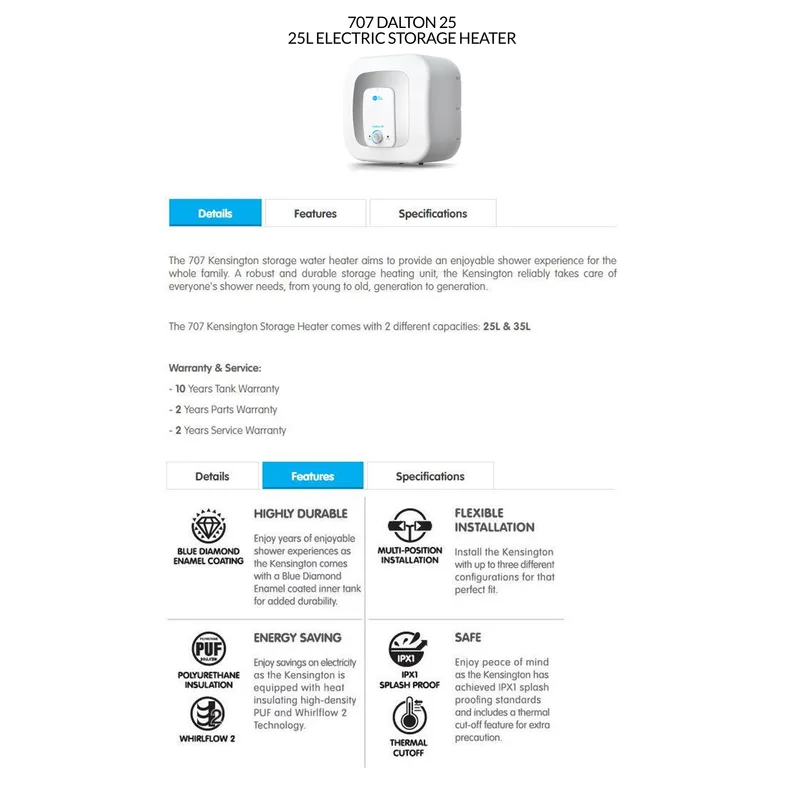 707 DALTON 25 25L Electric Storage Heater