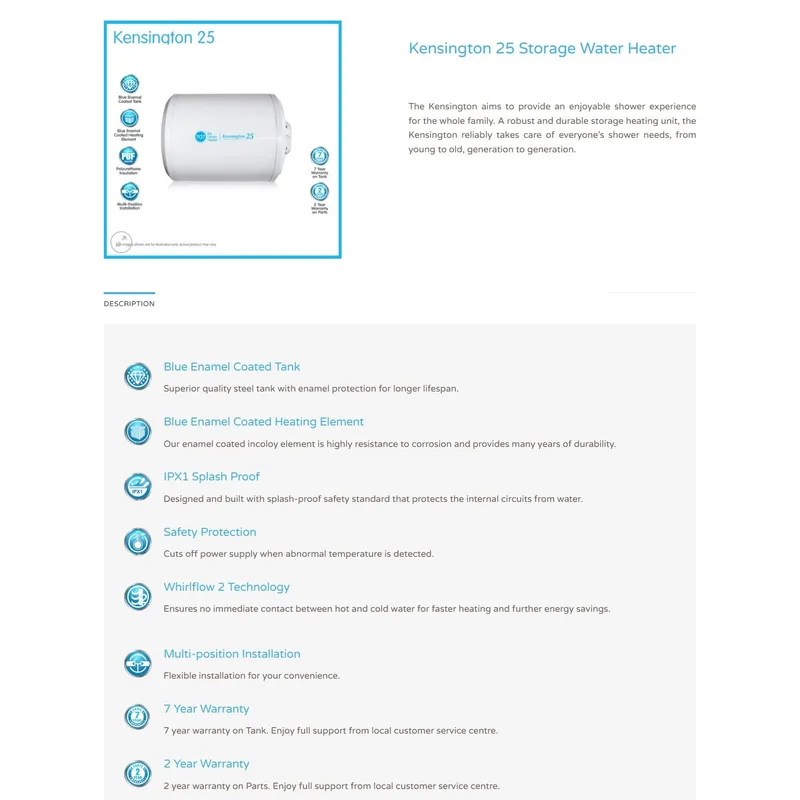 707 SH-K25PLUS 25L Kensington+ Electric Storage Water Heater