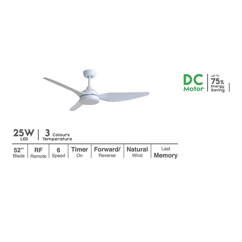 Alpha Vannus VC-3 52" Ceiling Fan — White