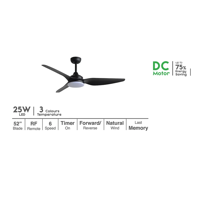 Alpha Vannus VC-3 52" Ceiling Fan — Black