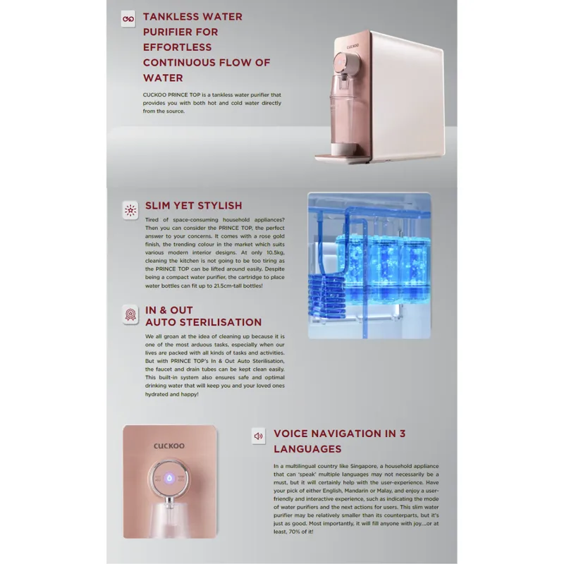 Cuckoo CP-PN011G Prince Top 6 Stage Filtration Water Purifier