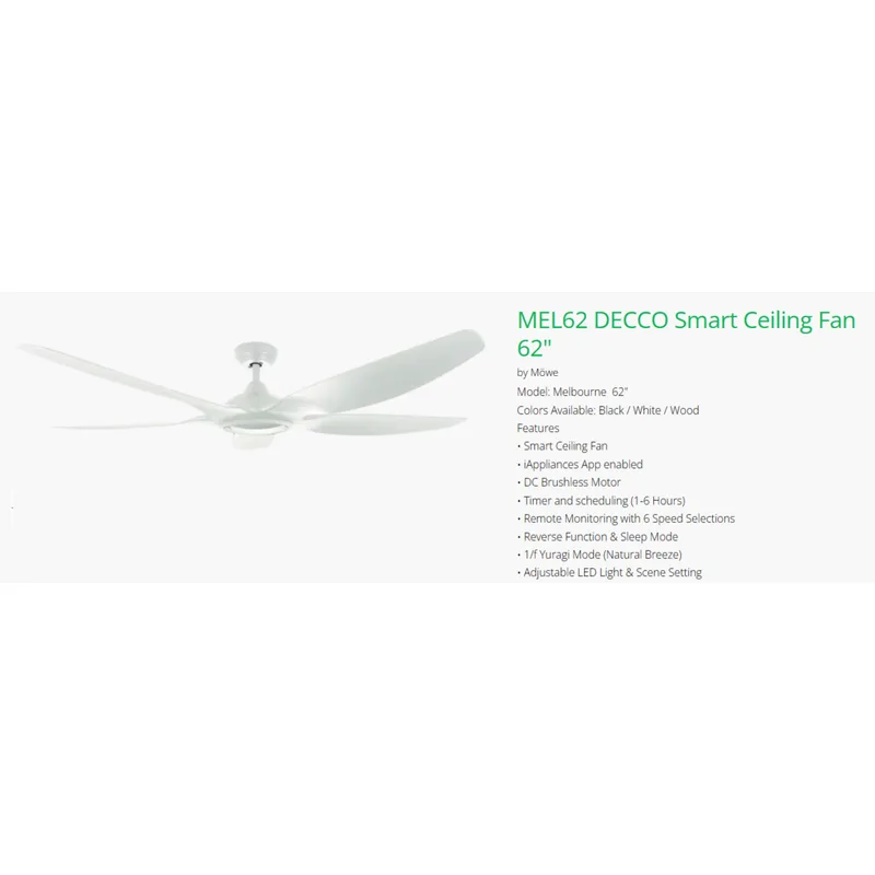 Decco MELBOURNE HUGGER 62 BK 62" Smart Ceiling Fan