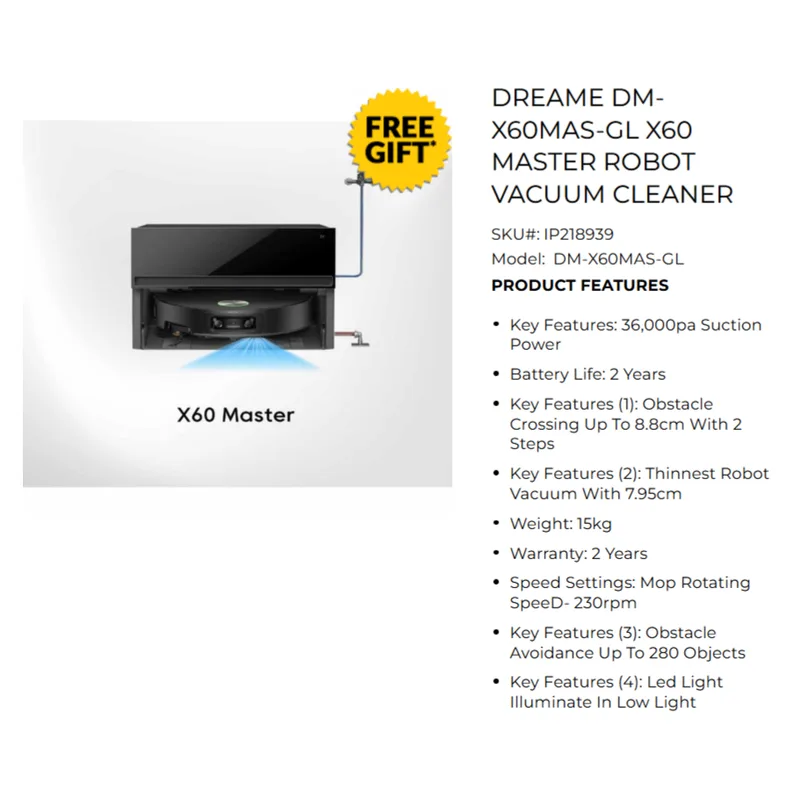 Dreame X60 MASTER Ai-powered Robot Vacuum