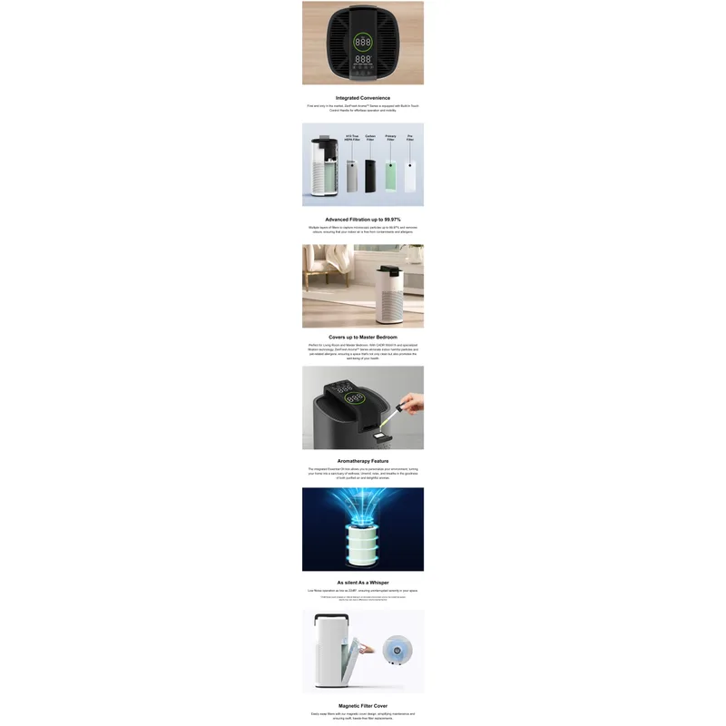 Europace EPU-5550DWH 1130ft² Zenfresh Aroma Series Aromatherapy Air Purifier