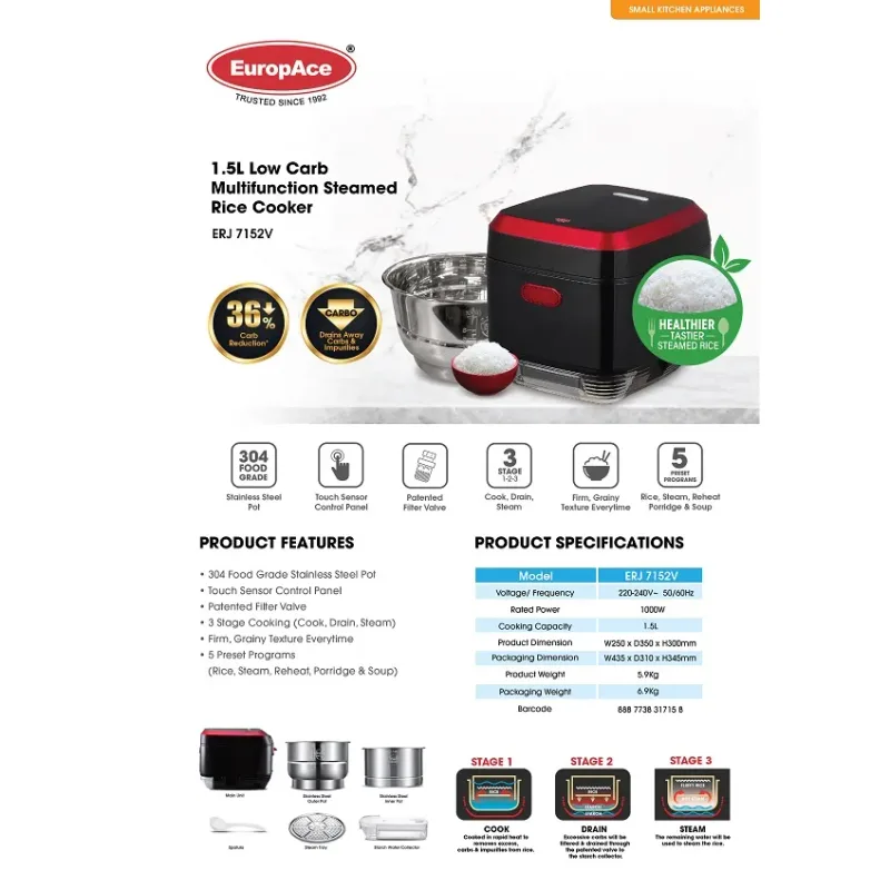 Europace ERJ-7152V 1.5L Low Carb Multifunction