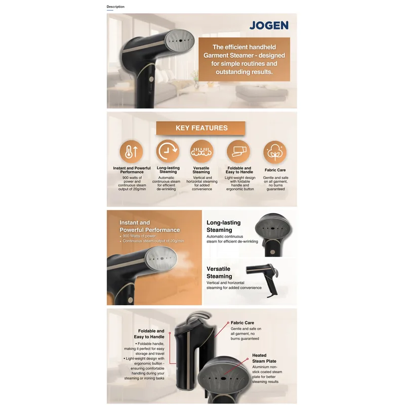 Jogen GS4102 Foldable Handheld Garment Steamer