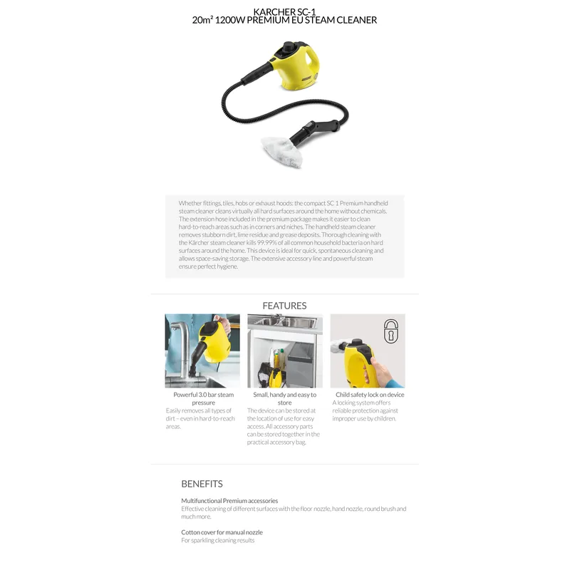 Karcher SC-1 20m² 1200W Premium Eu Steam Cleaner