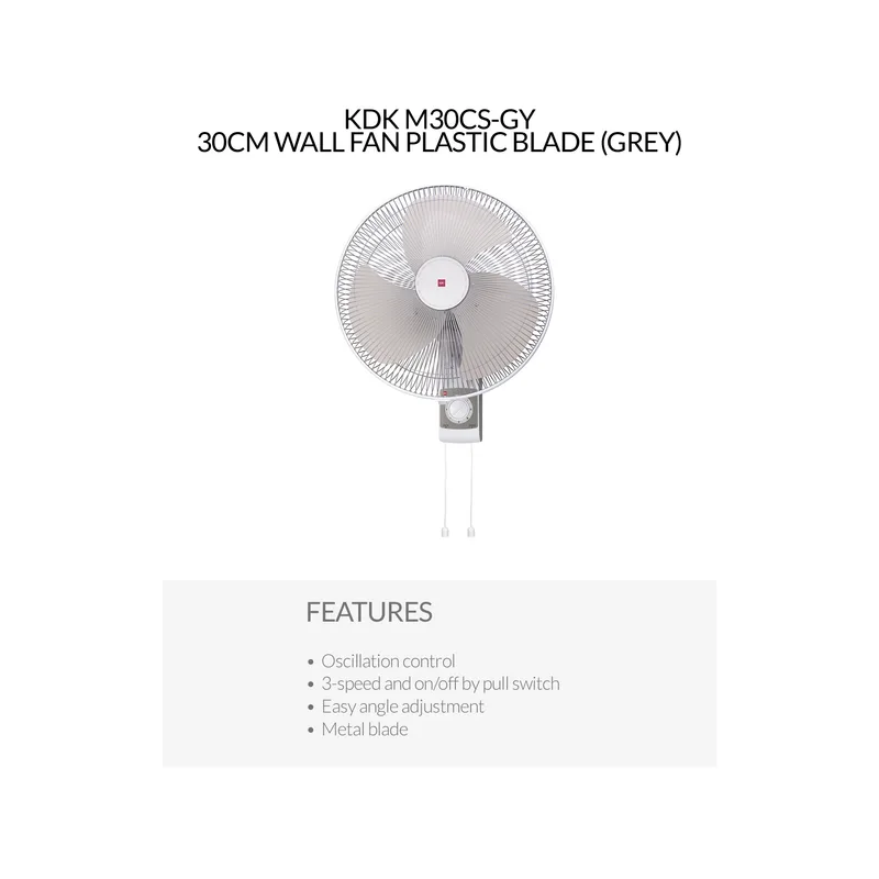 KDK M30CS-GY 30CM Wall Fan