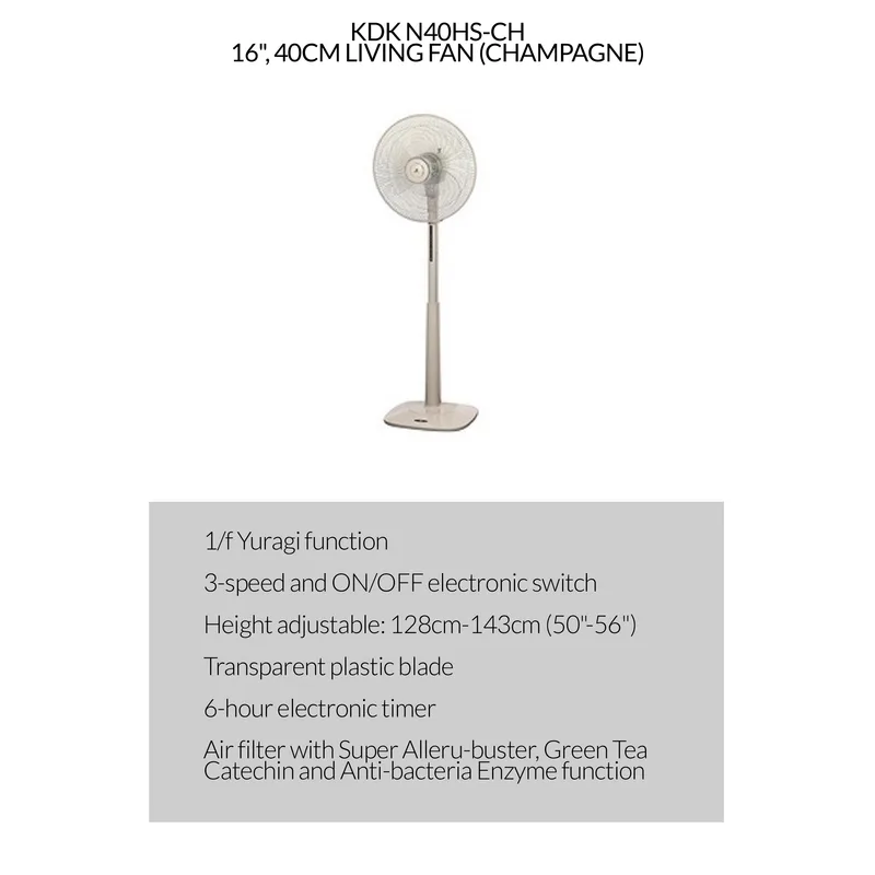 KDK N40HS-CH 16", 40CM Living Fan
