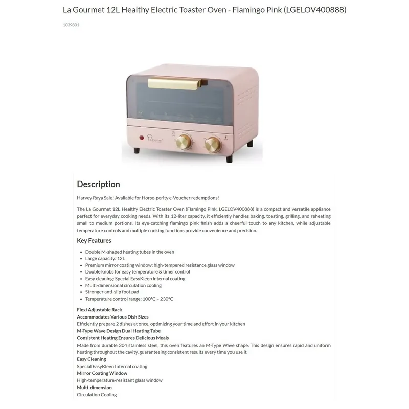 La Gourmet LGELOV400888 12L Oven