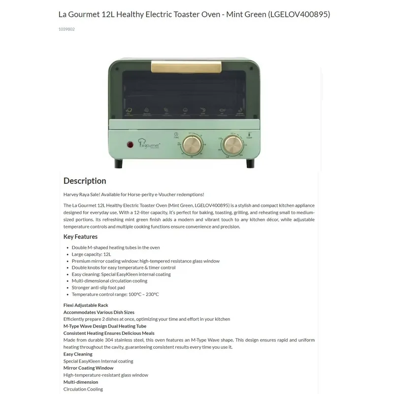 La Gourmet LGELOV400895 12L Oven