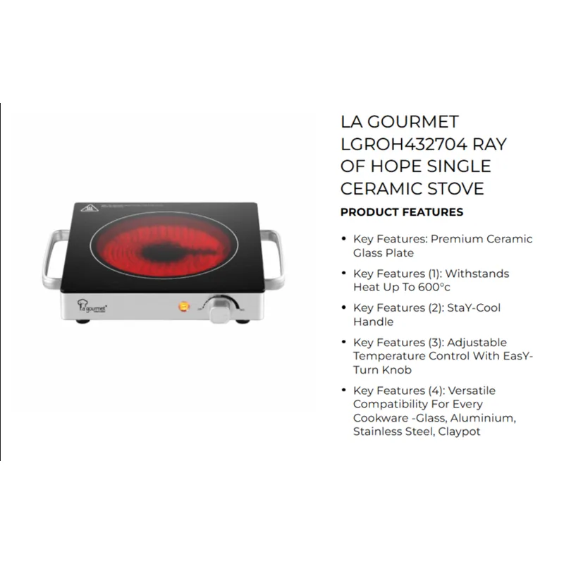 La Gourmet LGROH432704 Ray Of Hope Single Ceramic Stove
