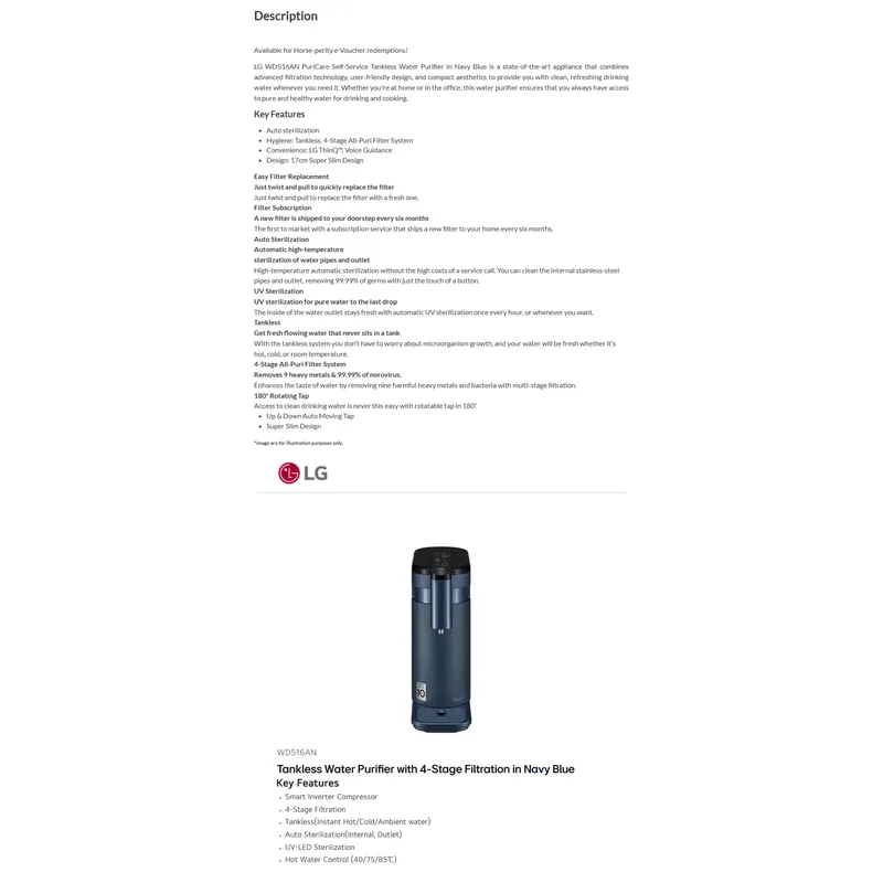 LG WD516AN Tankless Water Purifier