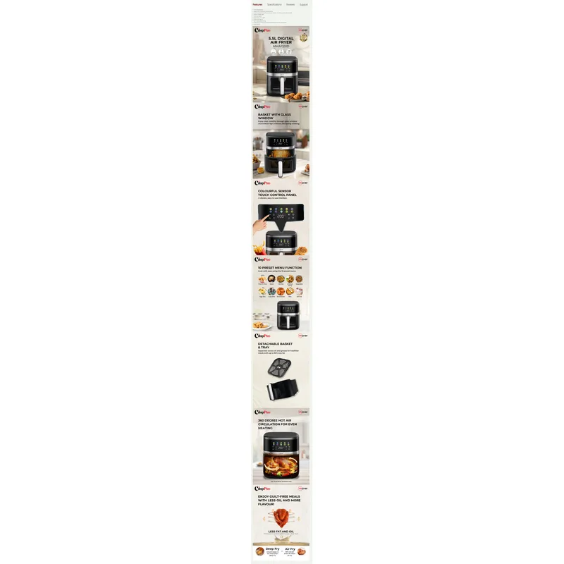 Mayer MMAF551D 5.5L Digital Air Fryer