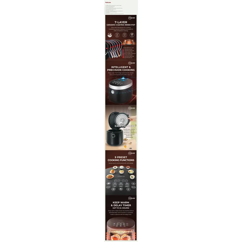 Mayer MMRC518D 1.8L 10CUPS Fuzzy Logic Rice Cooker