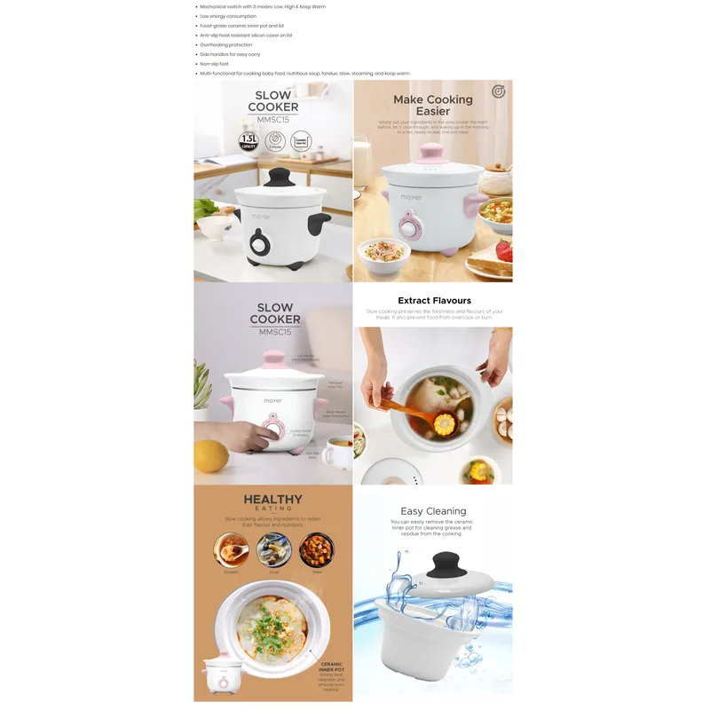 Mayer MMSC15 BK 1.5L Slow Cooker