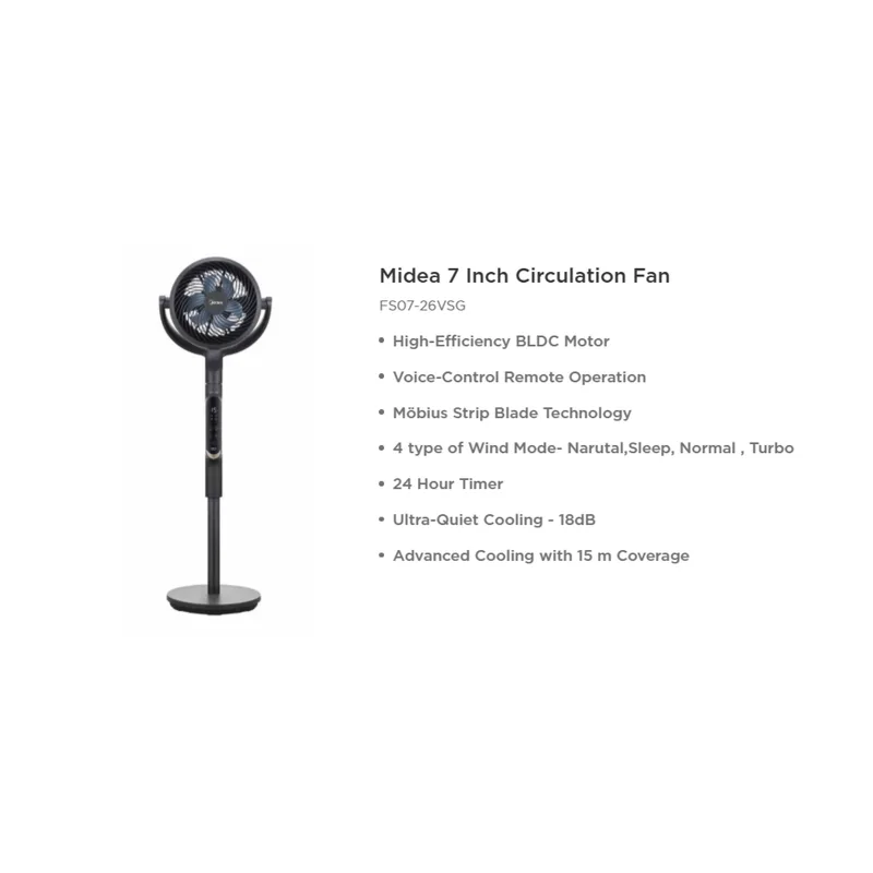 Midea FS07-26VSG 7” Bldc Motor Circulation Fan