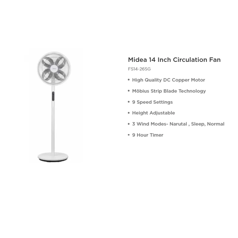 Midea FS14-26SG 14” DC Copper Motor Circulation Fan