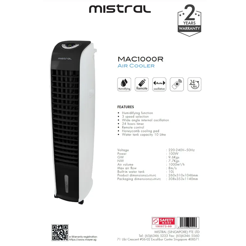 Mistral MAC-1000R 10L Air Cooler