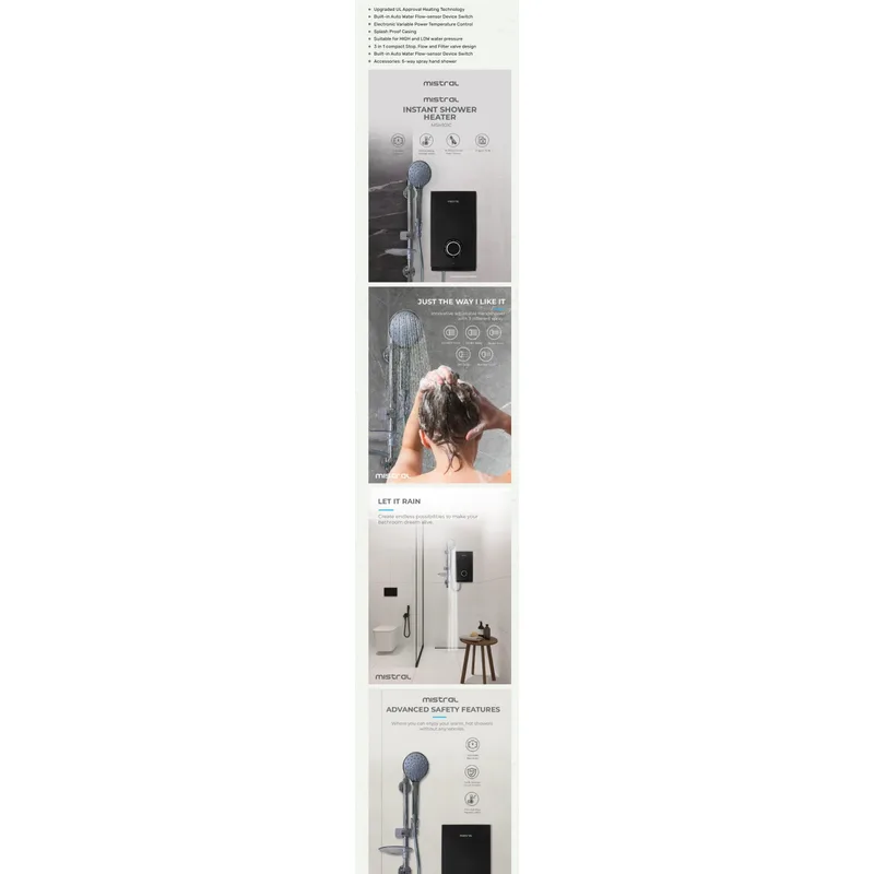 Mistral MSH101C-BK Instant Shower Heater