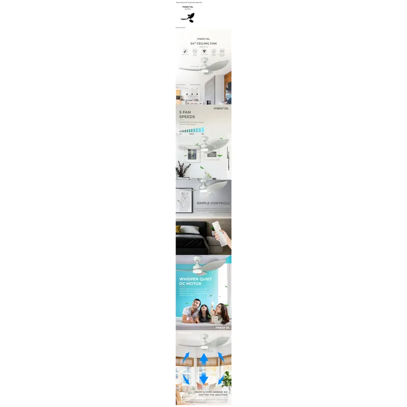 Mistral SPACE 54 BK 54” D’fan Ceiling Fan DC Motor