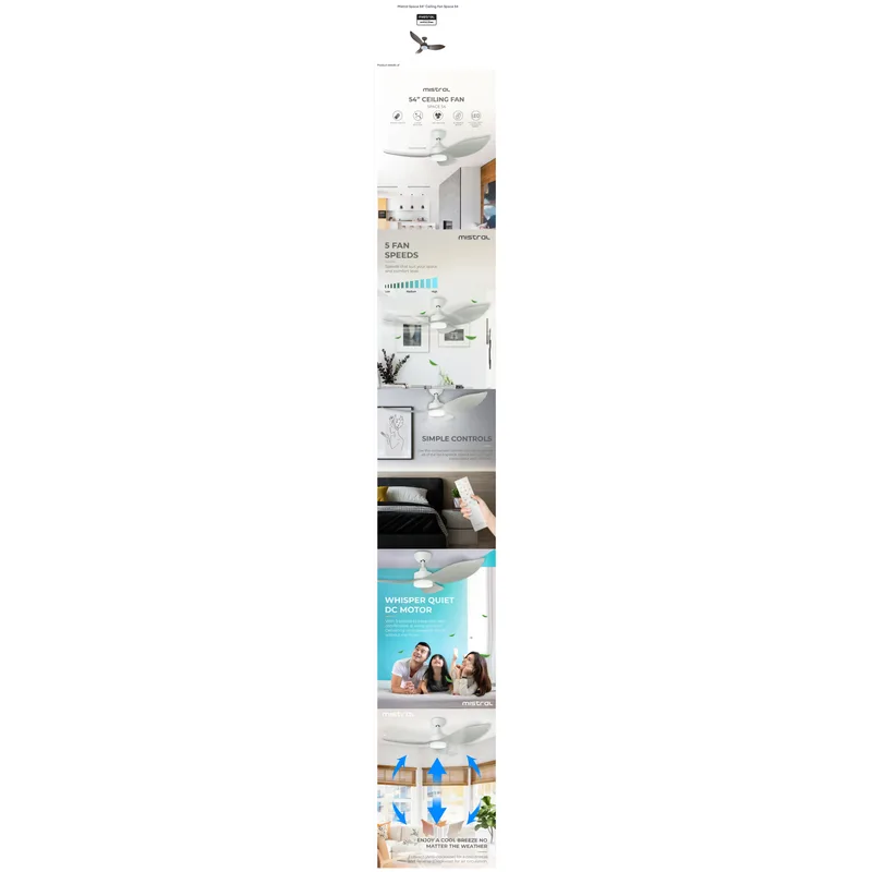 Mistral SPACE 54 GW 54” D’fan Ceiling Fan DC Motor