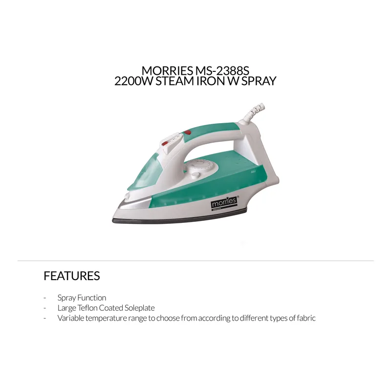 Morries MS-2388S 2200W Steam Iron W Spray