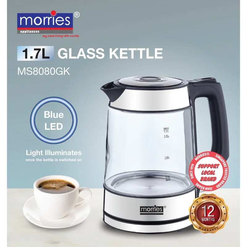 Morries MS-8080GK 1.7L Glass Kettle Jug
