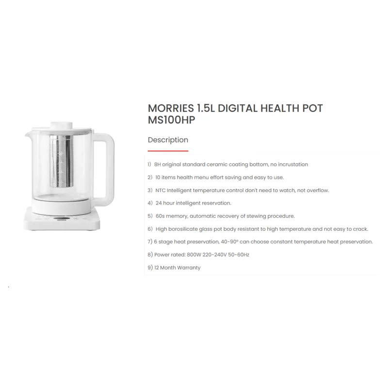 Morries MS100HP 1.5L Digital Health Pot