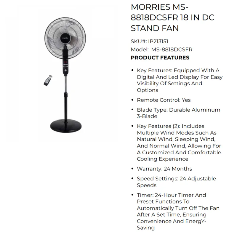 Morries MS8818DCSFR 18" DC Stand Fan