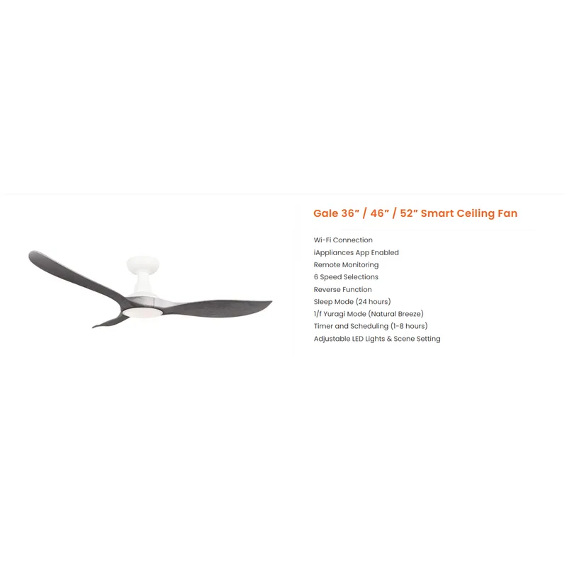 Mowe GALE MW-366F-WHAW 36” DC Ceiling Fan (hugger)