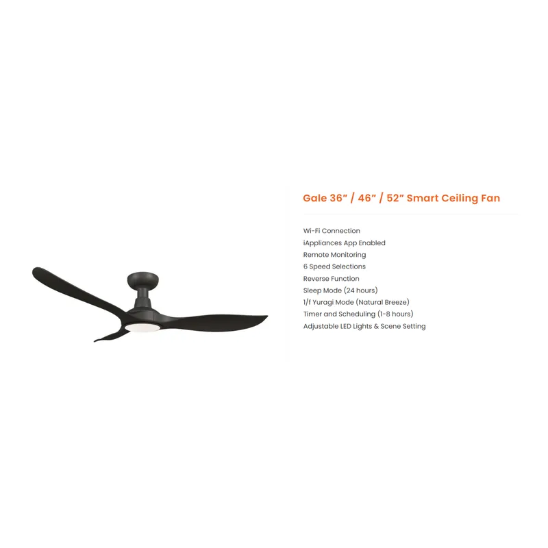Mowe GALE MW-526F-BK 52” DC Ceiling Fan (hugger)