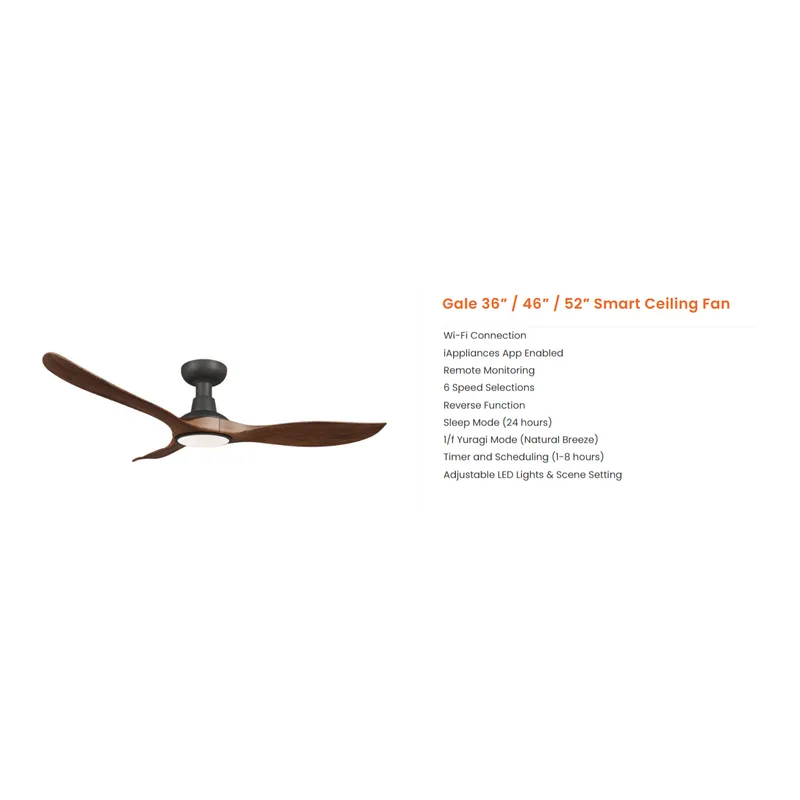 Mowe GALE MW-526F-BKDW 52” DC Ceiling Fan (hugger)