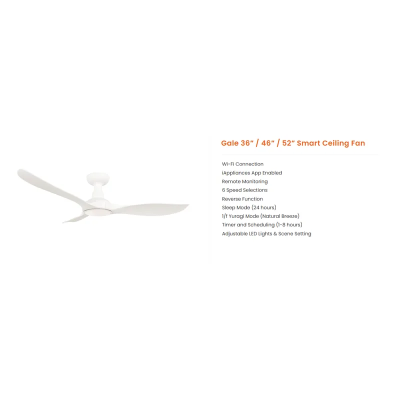 Mowe GALE MW-526F-BK 52” DC Ceiling Fan (hugger)
