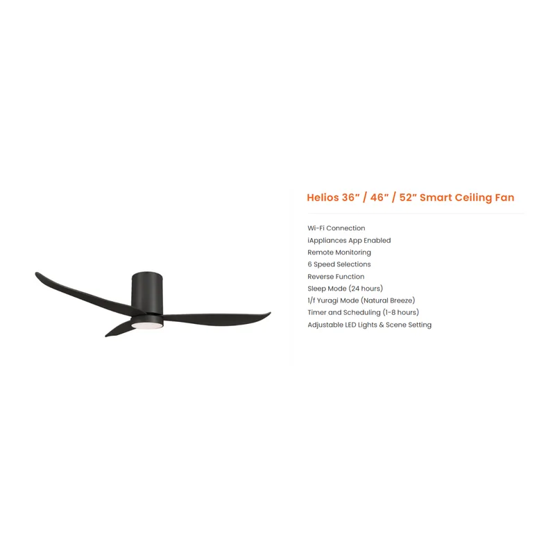 Mowe HELIOS3-MW463F-BK 46” DC Ceiling Fan (hugger)