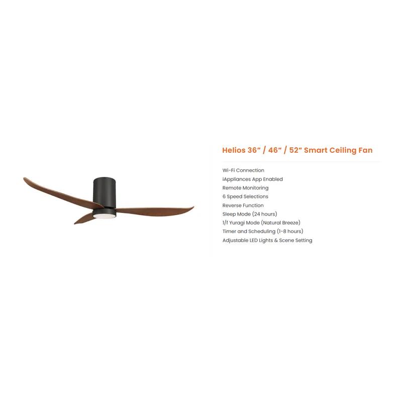 Mowe HELIOS3-MW523F-BKDW 52” DC Ceiling Fan (hugger)