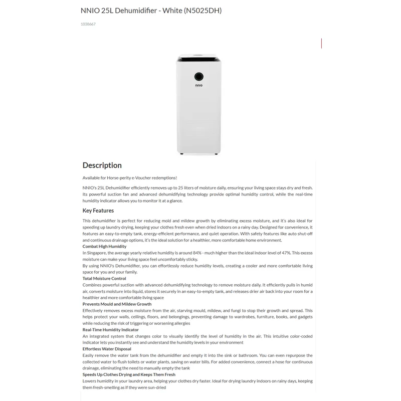 NNIO N5025DH 25L Dehumidifier