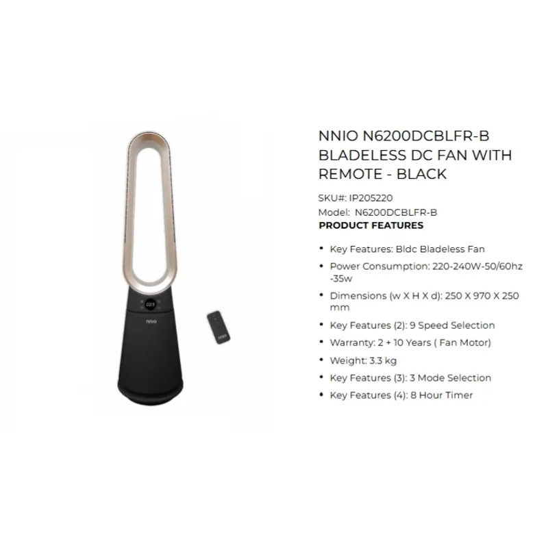 NNIO N6200DCBLFR Bldc Bladeless Fan