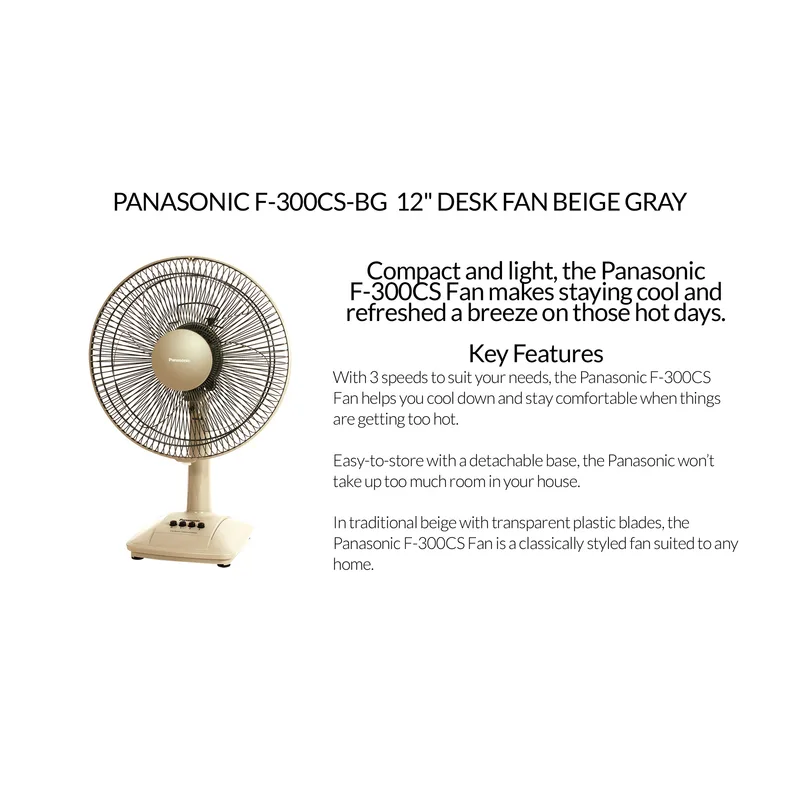 Panasonic F-300CSNBTGZP 12" Desk Fan