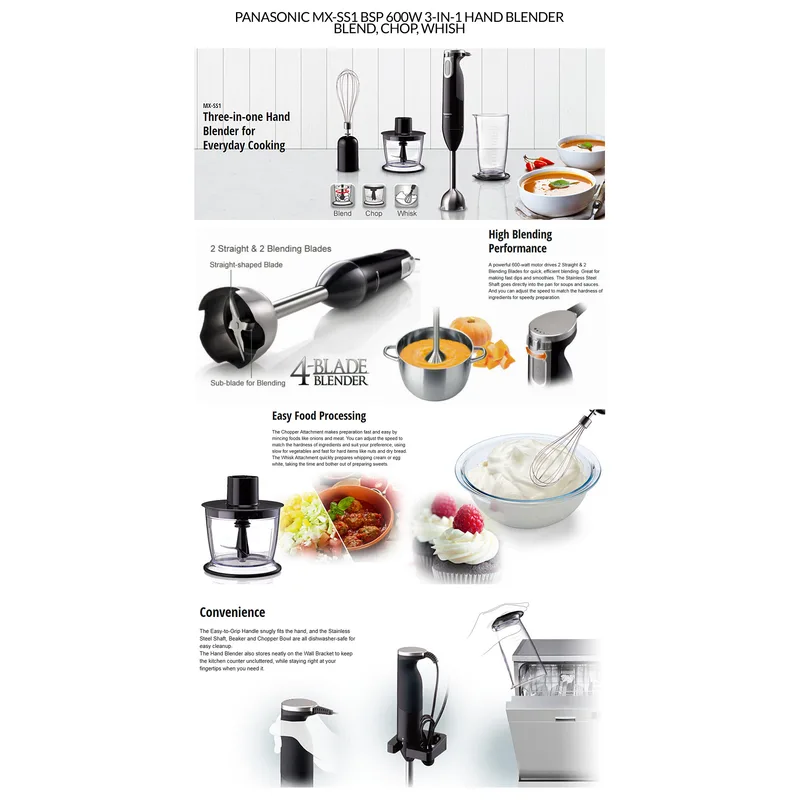 Panasonic MX-SS1 BSP 600W 3-IN-1 Hand Blender
