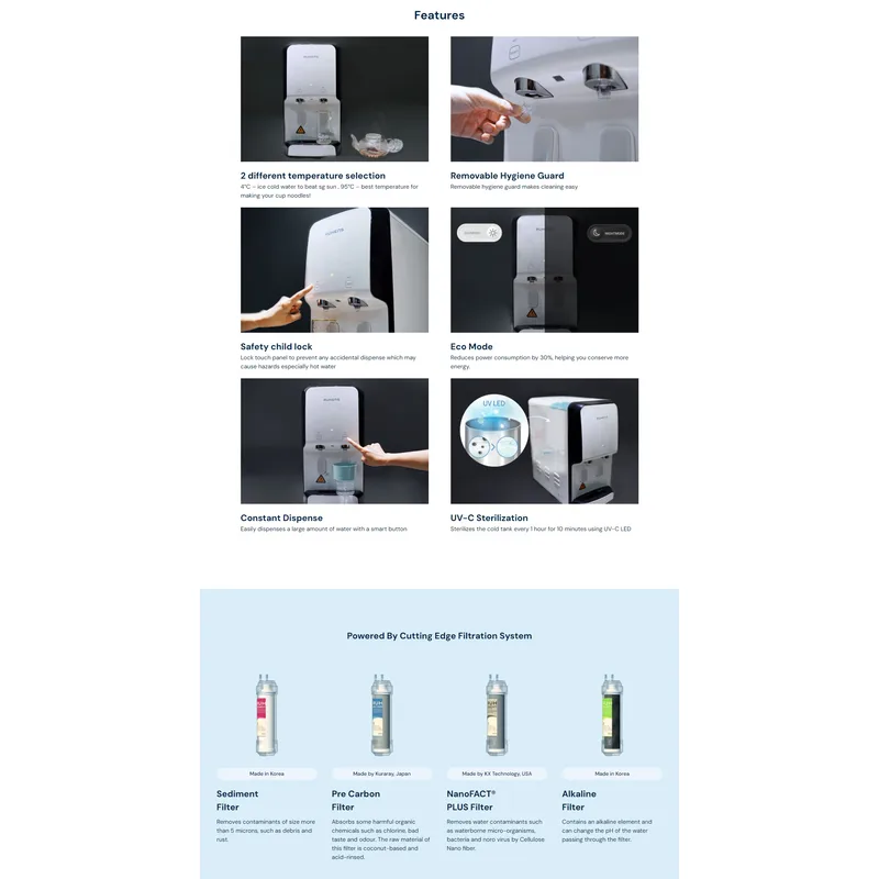 Ruhens DUO THERMO (COUNTER-TOP) Hot & Cold Water Purifier With Plst™ — Variant 1