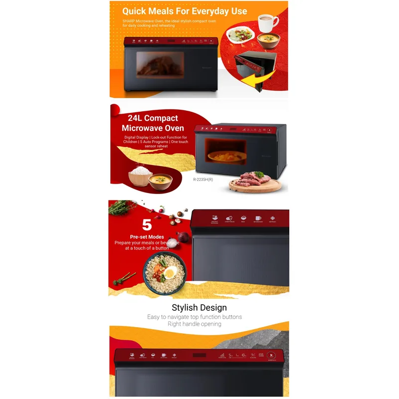 Sharp R-2235H(R) 24L Microwave Oven