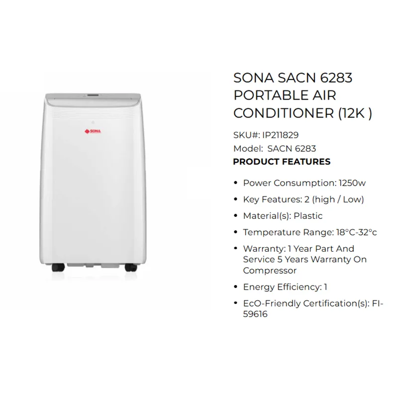 Sona SACN6283 12,000BTU Portable Air Conditioner
