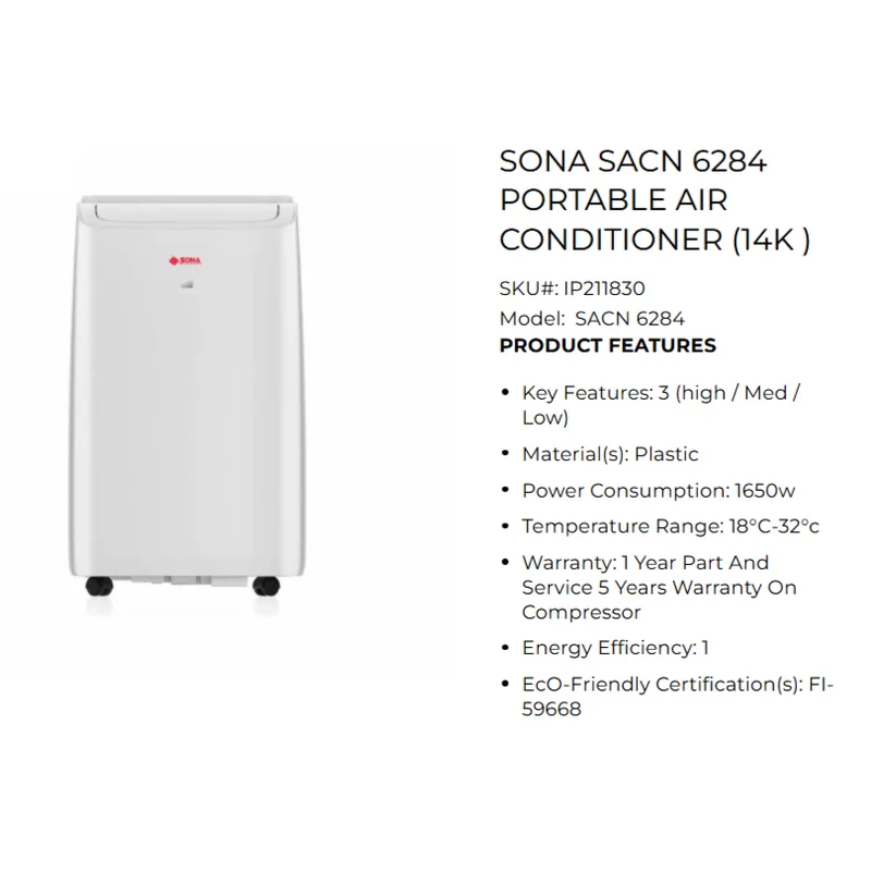 Sona SACN6284 14,000BTU Portable Air Conditioner