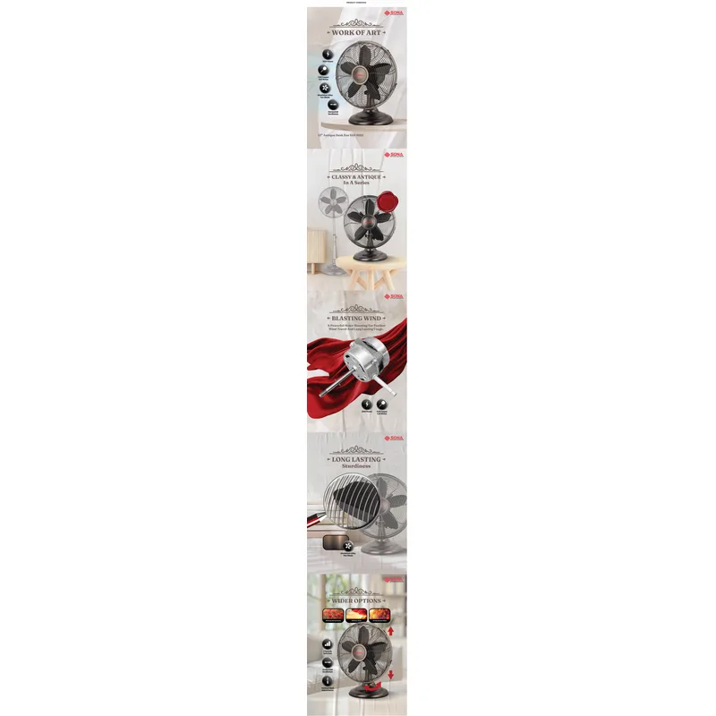 Sona SAF6912 12” Antique Desk Fan
