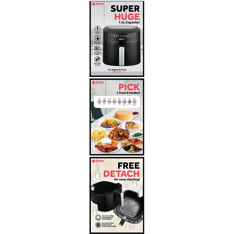Sona SFR2778 7.2L Digital Air Fryer
