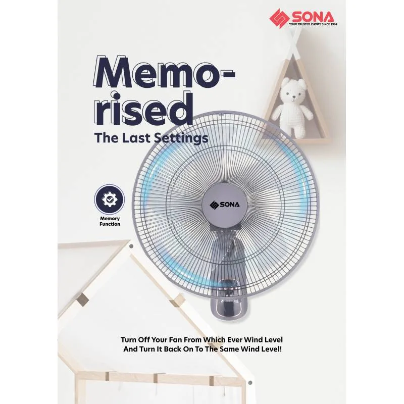 Sona SFW9518DC 16” DC Motor Wall Fan